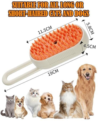 Revolutionary 3-in-1 Cat Steam Brush - Effortlessly Groom, Clean, and Massage Your Pets in Style (Beige)