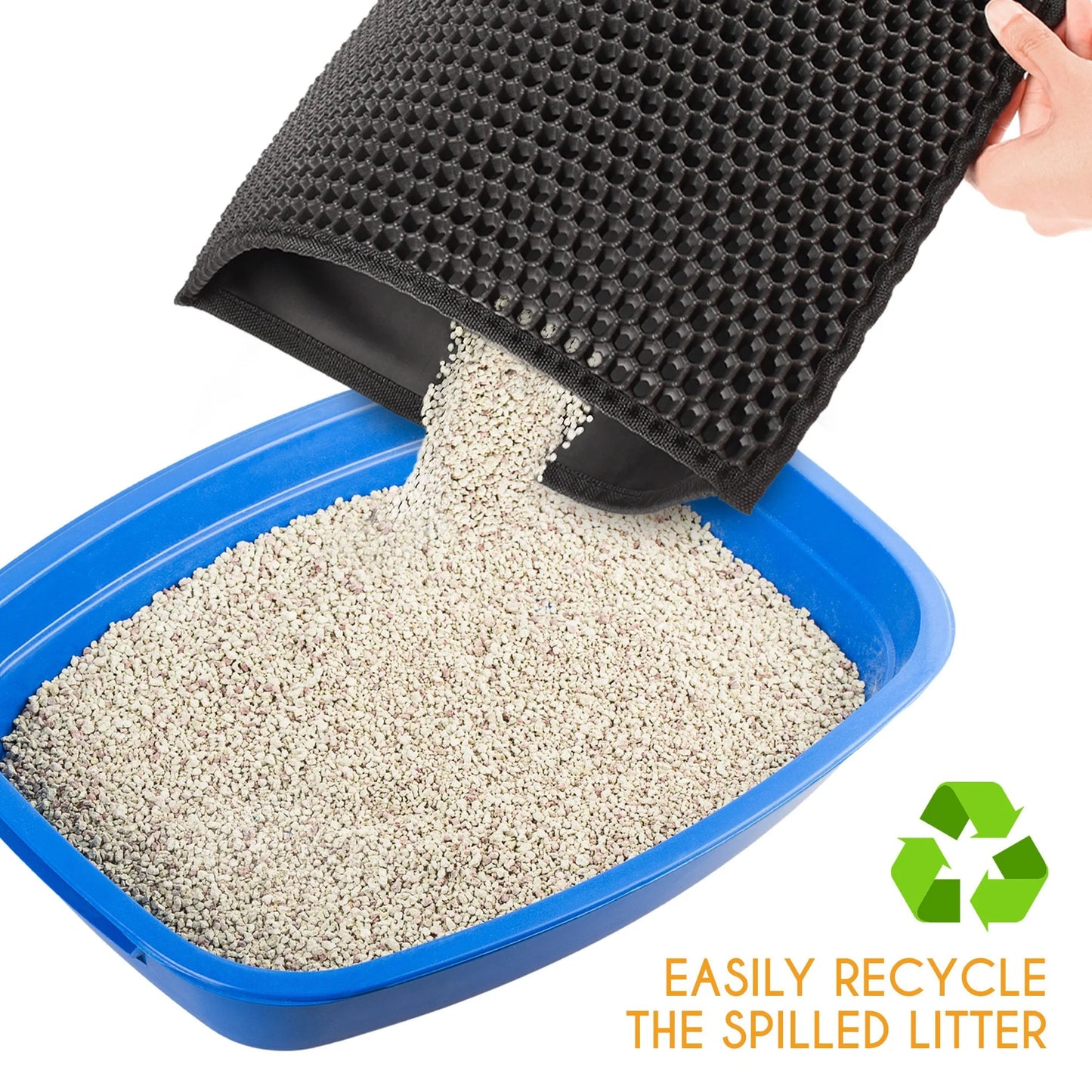 Revolutionary Cat Litter Mat - Extra Large Double Layer Waterproof Urine Trapper with Non-Slip Honeycomb Design, 24" x 15", Black