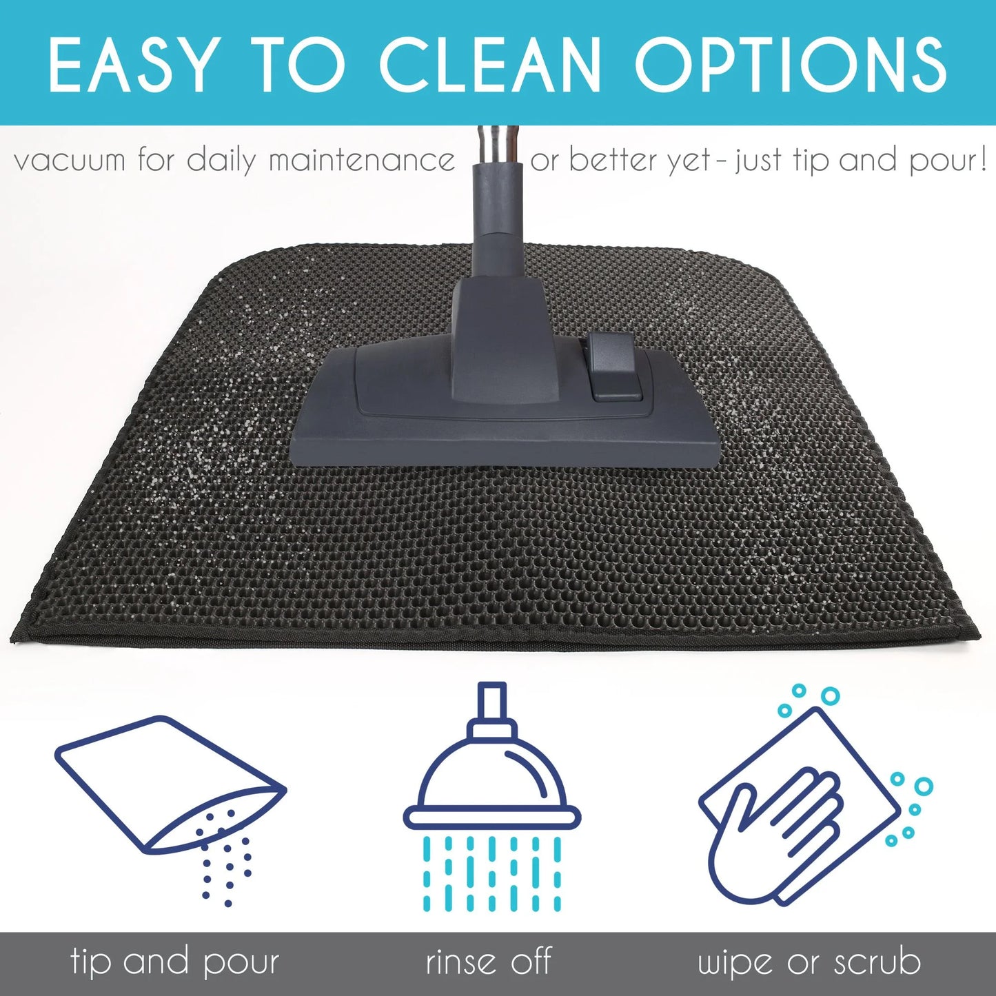 Revolutionary Cat Litter Mat - Extra Large Double Layer Waterproof Urine Trapper with Non-Slip Honeycomb Design, 24" x 15", Black
