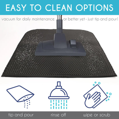 Revolutionary Cat Litter Mat - Extra Large Double Layer Waterproof Urine Trapper with Non-Slip Honeycomb Design, 24" x 15", Black