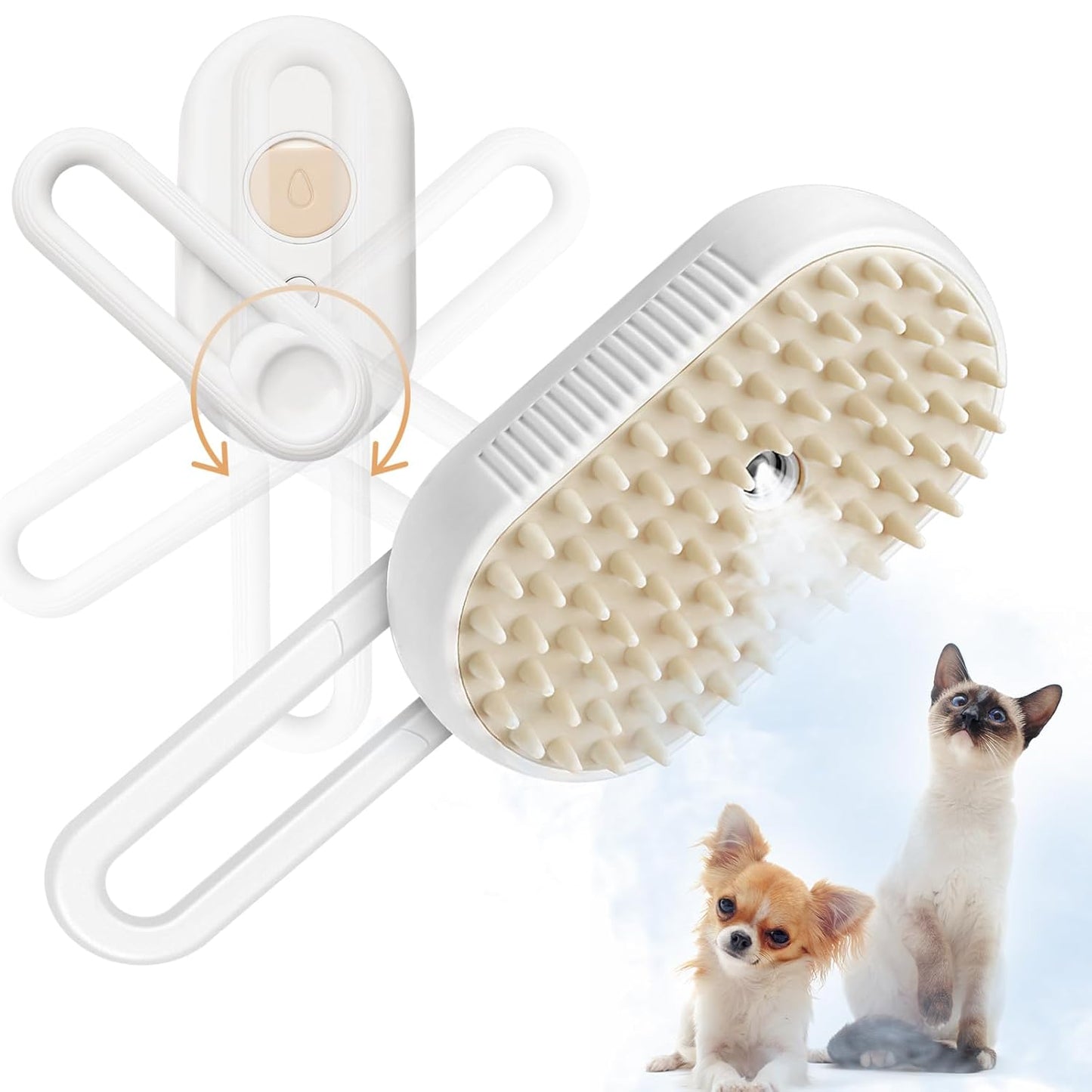 Revolutionary 3-in-1 Cat Steam Brush - Effortlessly Groom, Clean, and Massage Your Pets in Style (Beige)