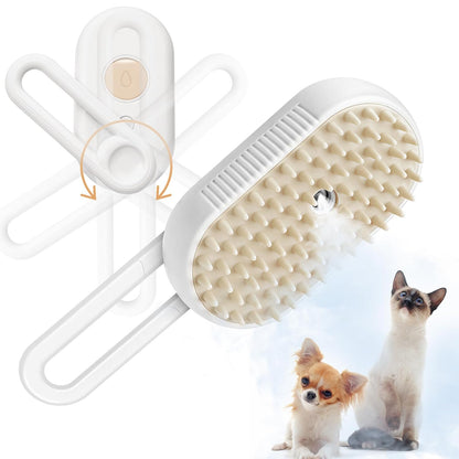 Revolutionary 3-in-1 Cat Steam Brush - Effortlessly Groom, Clean, and Massage Your Pets in Style (Beige)