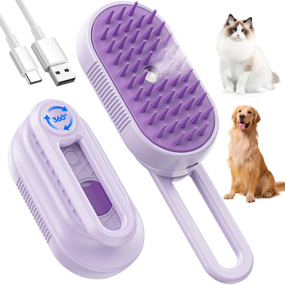 Revolutionary 3-in-1 Cat Steam Brush - Effortlessly Groom, Clean, and Massage Your Pets in Style (Beige)