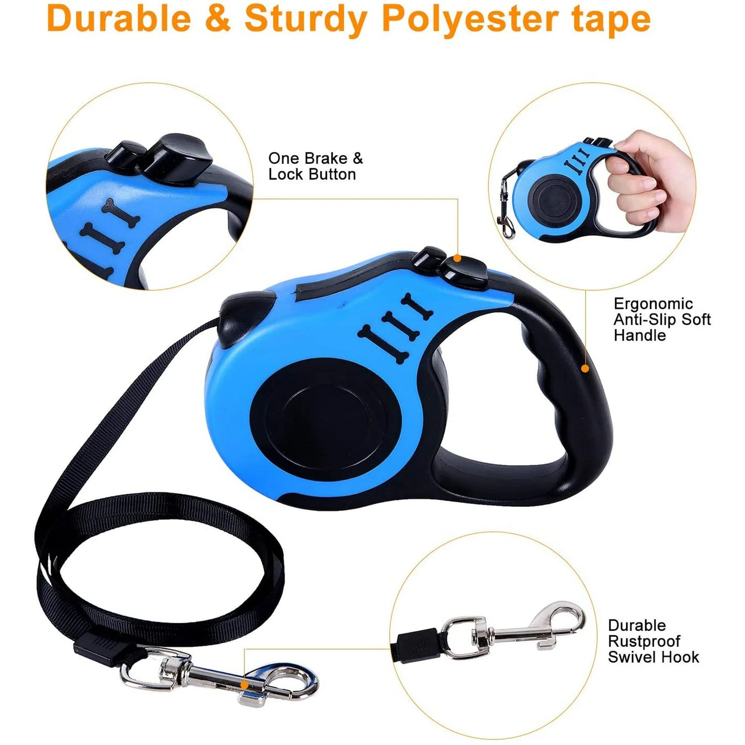 Elevate Your Walks with Our Premium 16ft Retractable Dog Leash - Perfect for Small to Medium Dogs and Cats!