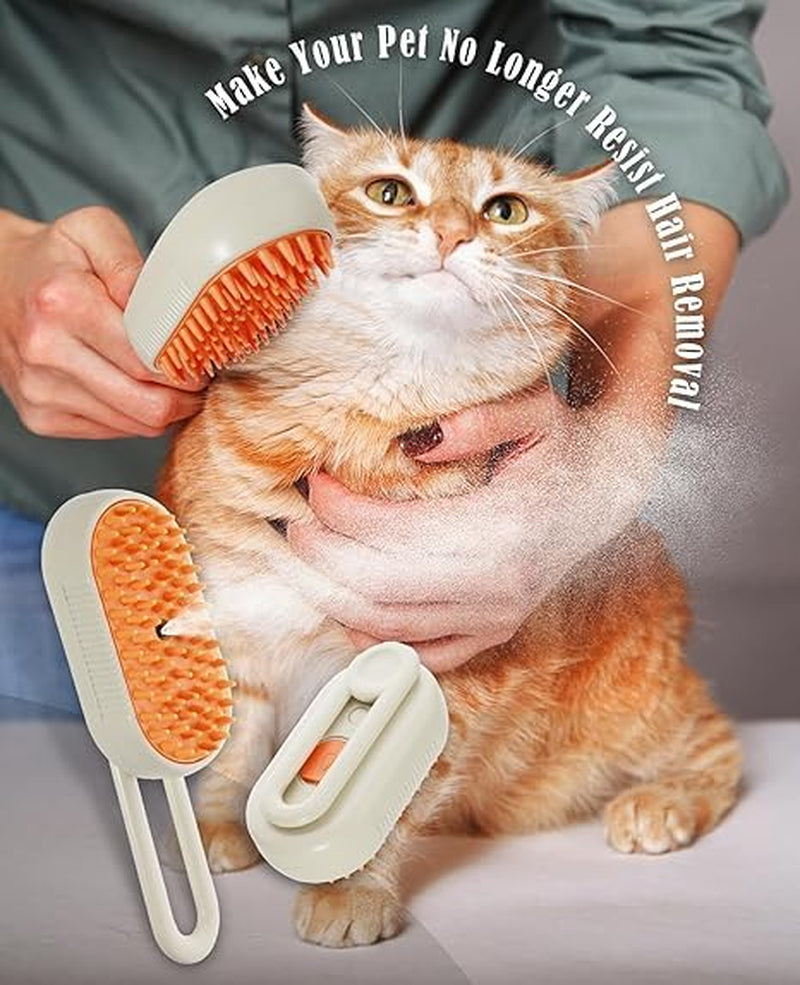 Revolutionary 3-in-1 Cat Steam Brush - Effortlessly Groom, Clean, and Massage Your Pets in Style (Beige)